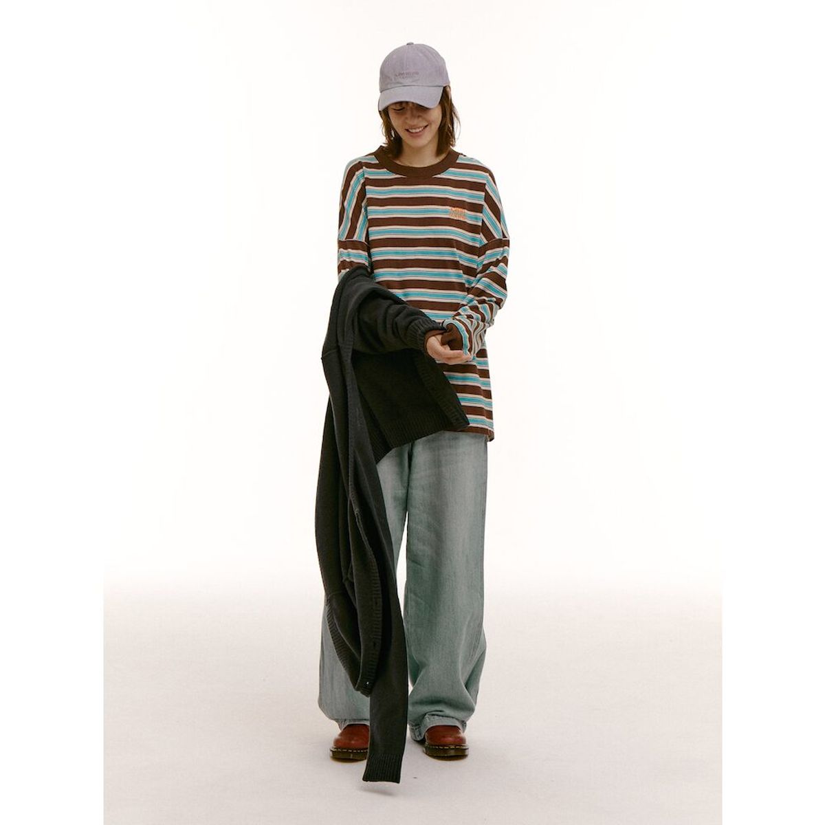 샌드 사운드(SAND SOUND) (UNISEX) 와이드 벌룬핏 워크 데님  스카이 블루