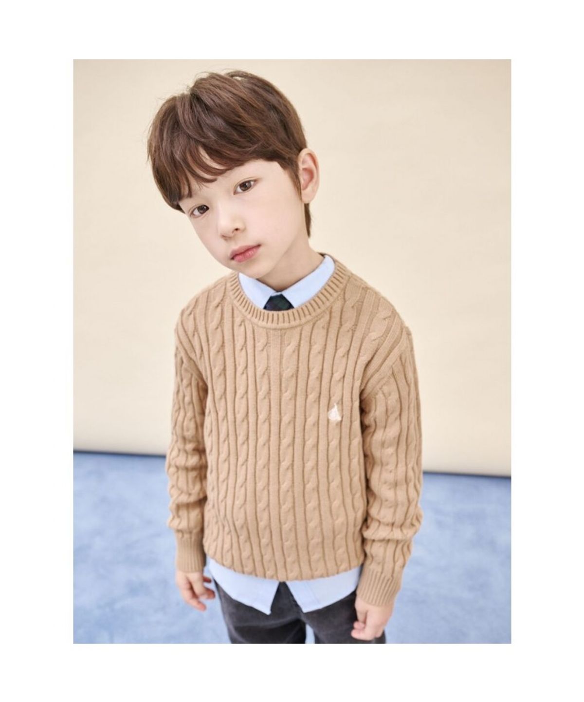 빈폴 키즈(BEANPOLE KIDS) [Essential] 면 케이블 풀오버 니트  베이지 (BI5851UE1A) (BI5851UE1A) (BI5851UE1A)
