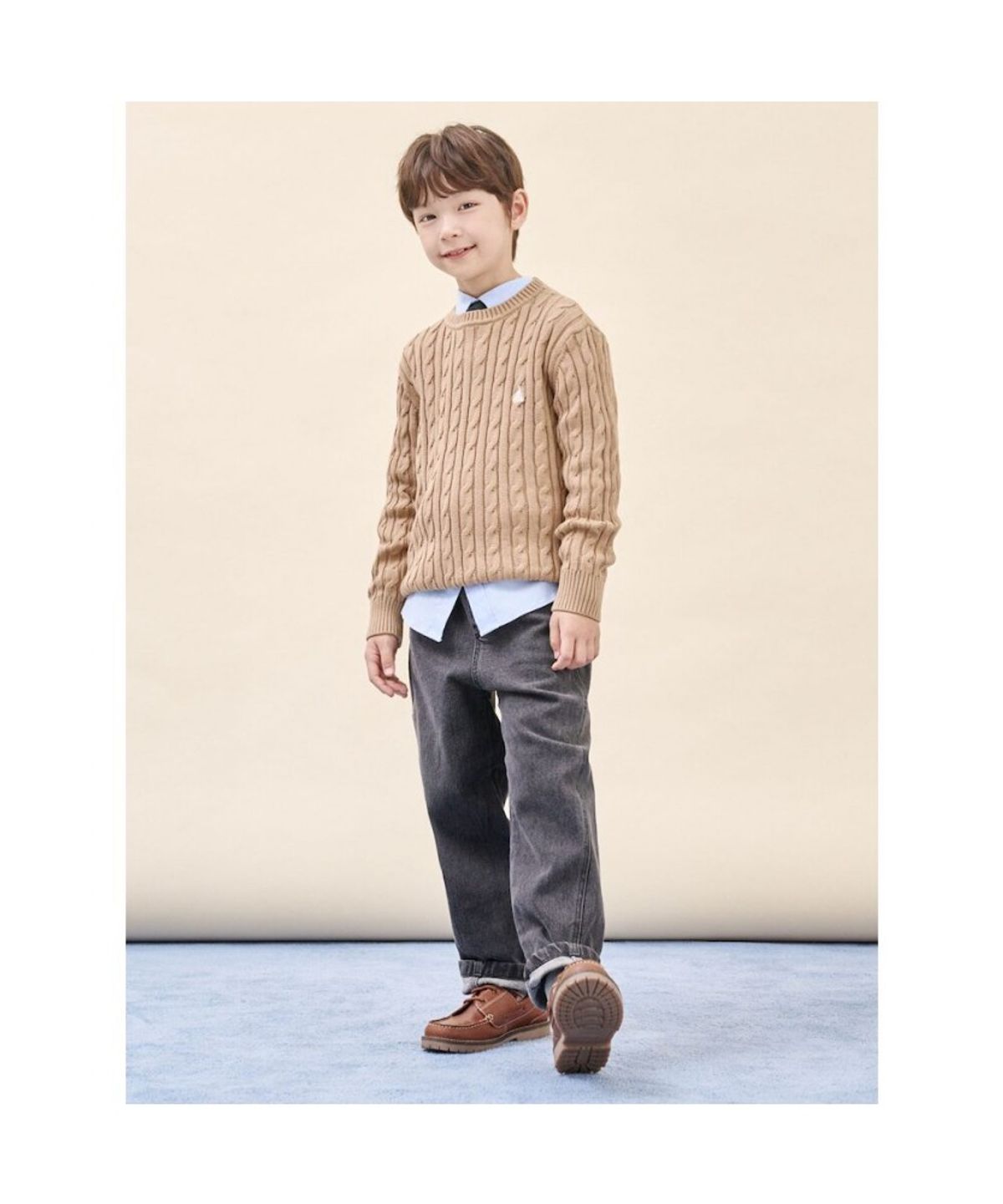 빈폴 키즈(BEANPOLE KIDS) [Essential] 면 케이블 풀오버 니트  베이지 (BI5851UE1A) (BI5851UE1A) (BI5851UE1A)