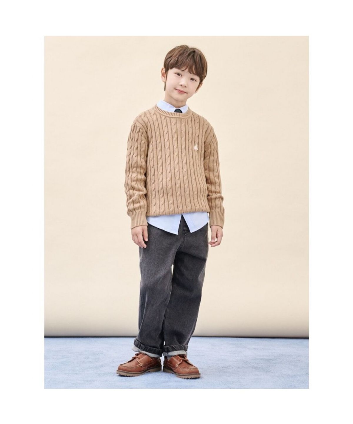 빈폴 키즈(BEANPOLE KIDS) [Essential] 면 케이블 풀오버 니트  베이지 (BI5851UE1A) (BI5851UE1A) (BI5851UE1A)