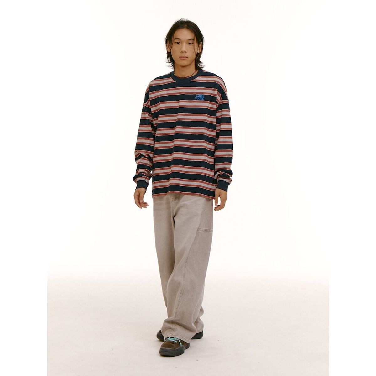 샌드 사운드(SAND SOUND) (UNISEX) 와이드 벌룬핏 워크 데님  베이지
