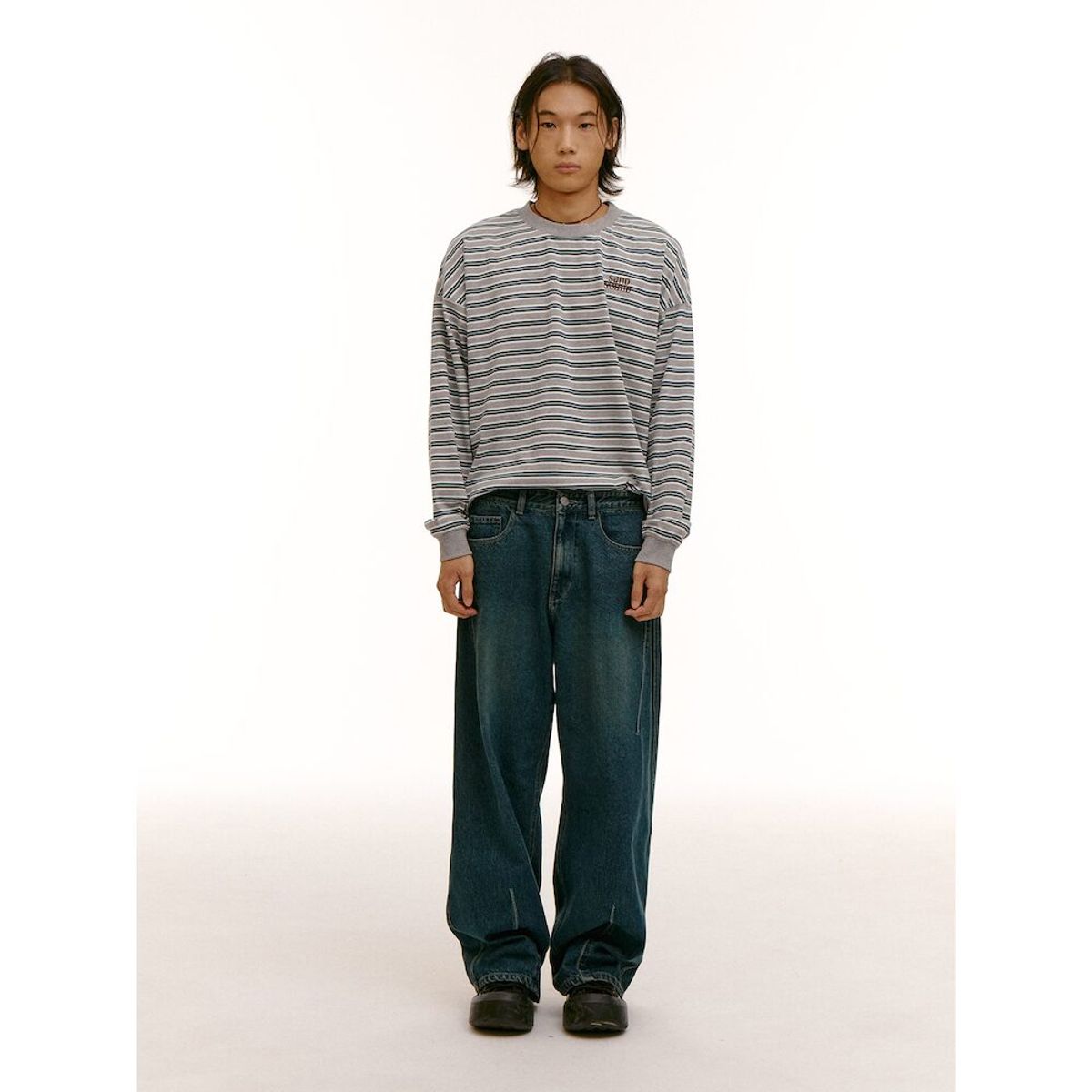 샌드 사운드(SAND SOUND) (UNISEX) 와이드 커브드 벌룬 팬츠  블루