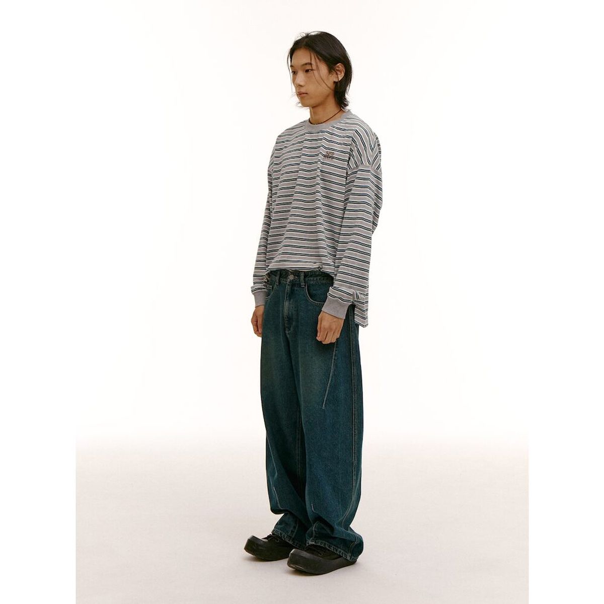 샌드 사운드(SAND SOUND) (UNISEX) 와이드 커브드 벌룬 팬츠  블루