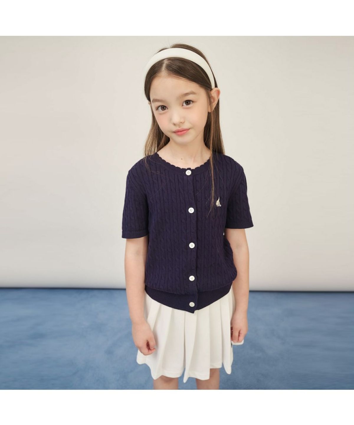 빈폴 키즈(BEANPOLE KIDS) [Essential] 여아 면 케이블 반소매 카디건  네이비 (BI585AGE2R) (BI585AGE2R) (BI585AGE2R) (BI585AGE2R)