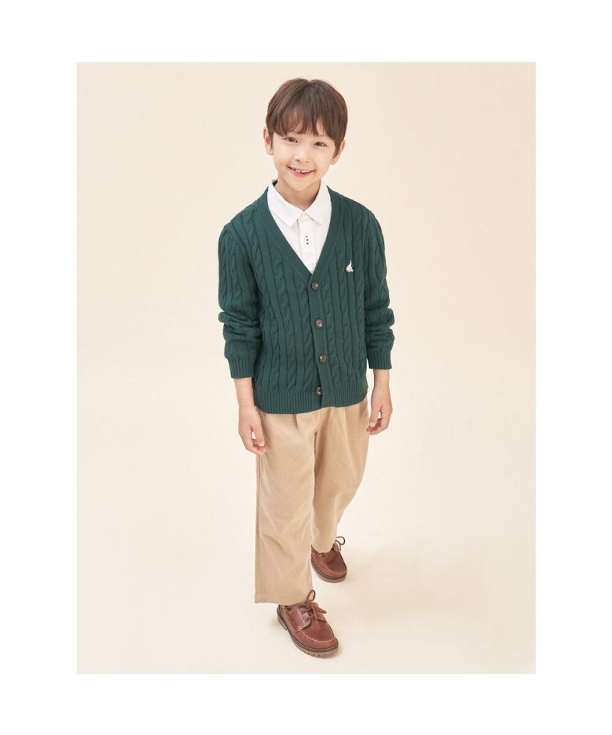 빈폴 키즈(BEANPOLE KIDS) [Essential] 면 케이블 카디건  그린 (BI585AUE1M) (BI585AUE1M)