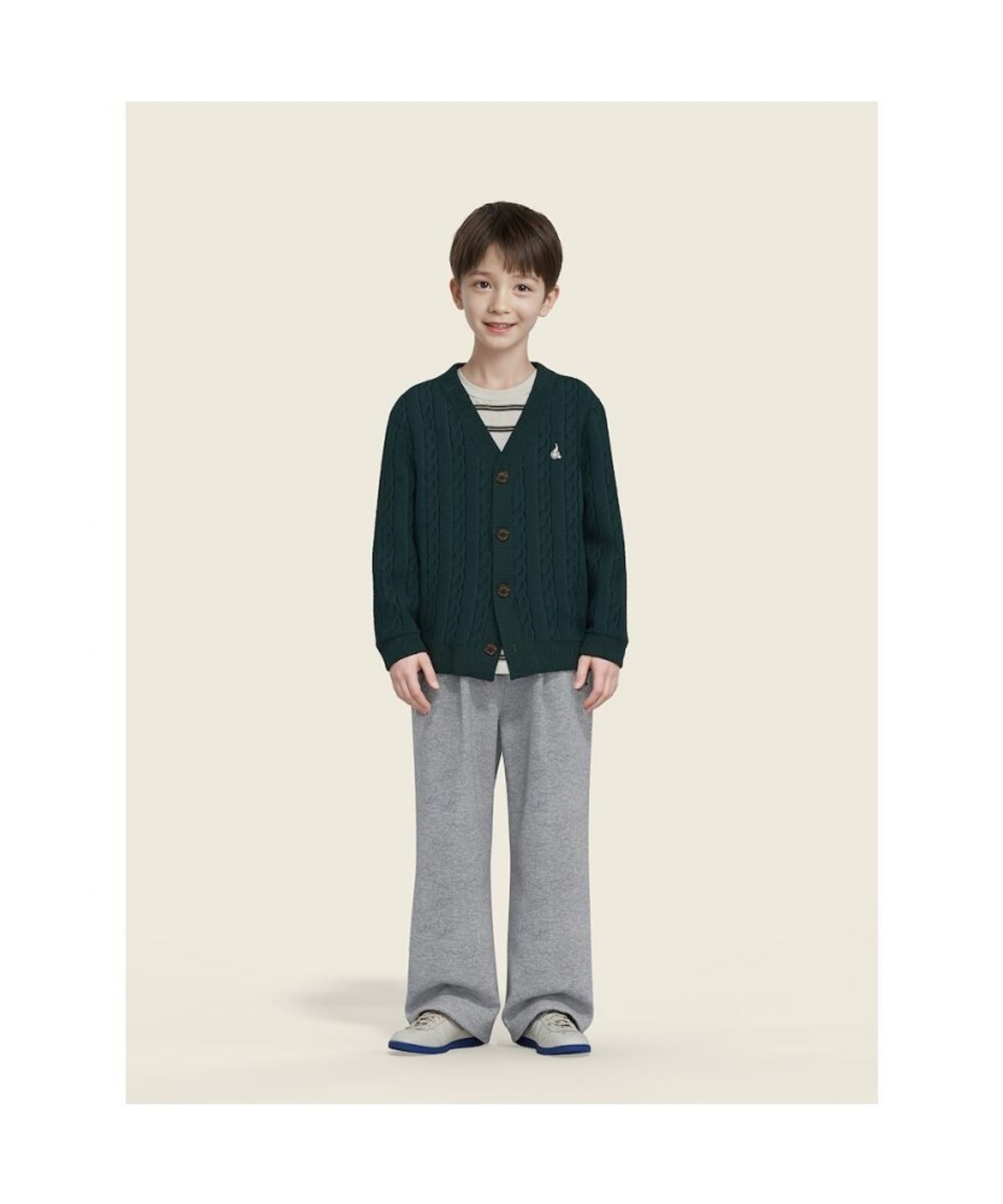 빈폴 키즈(BEANPOLE KIDS) [Essential] 면 케이블 카디건  그린 (BI585AUE1M) (BI585AUE1M)