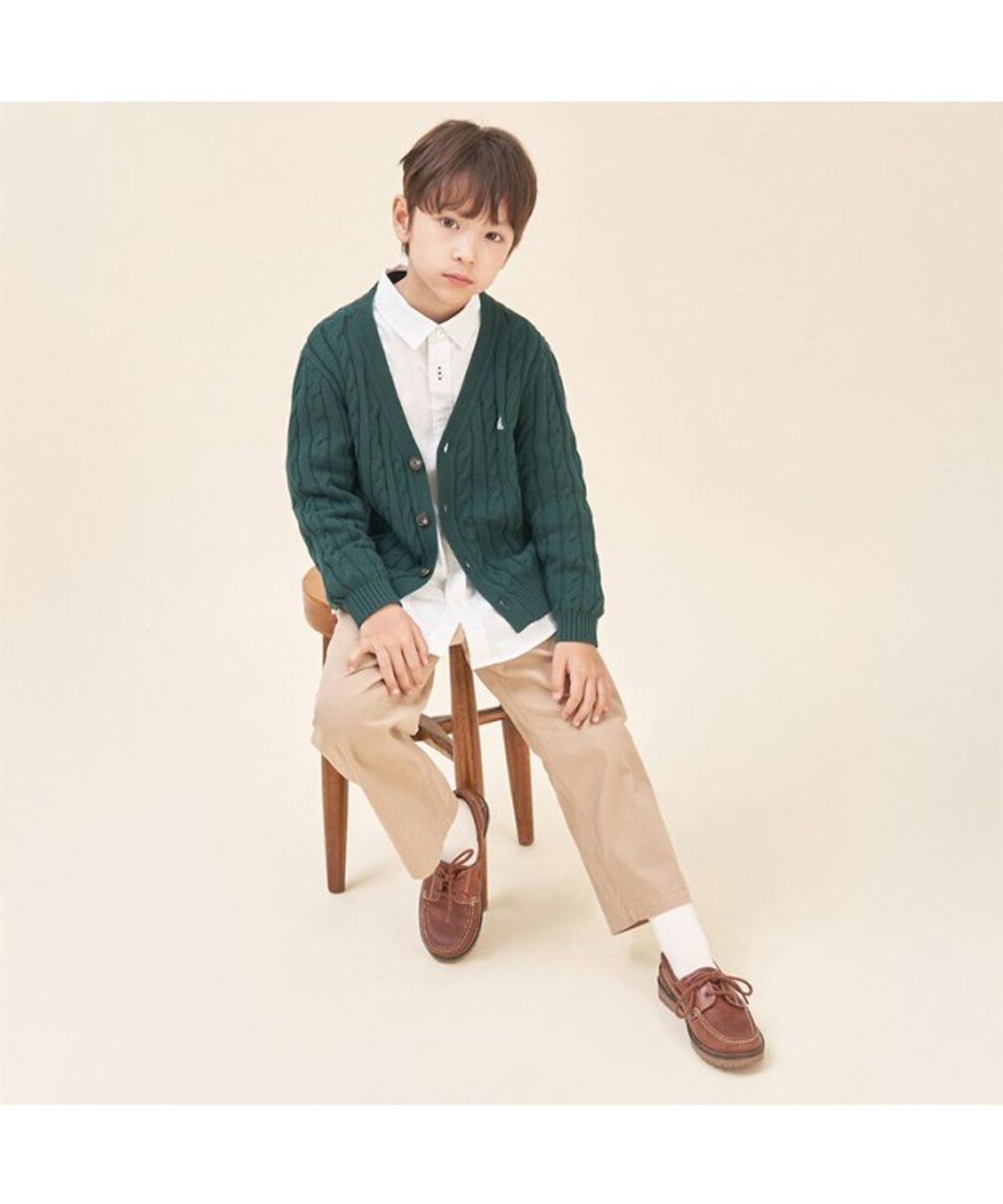 빈폴 키즈(BEANPOLE KIDS) [Essential] 면 케이블 카디건  그린 (BI585AUE1M) (BI585AUE1M)