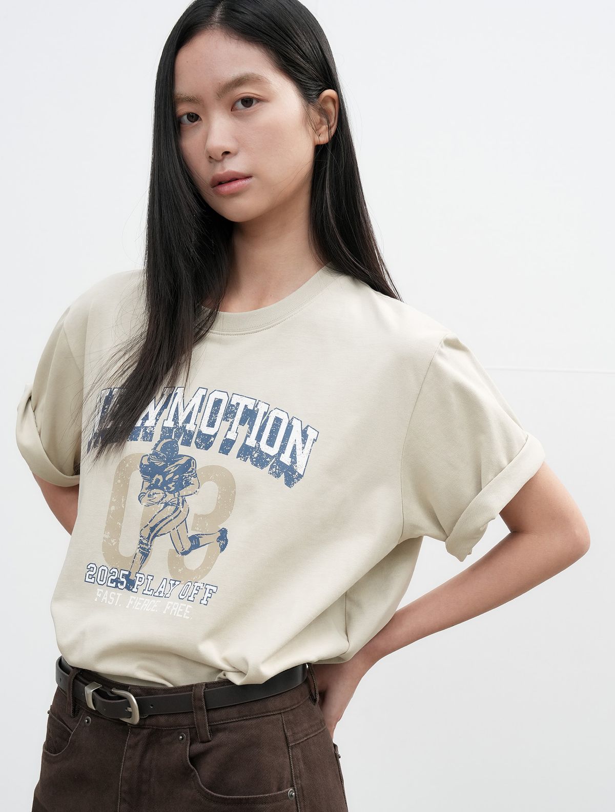 제너럴아이디어(GENERALIDEA) UNISEX 뉴모션 빈티지 오버핏 티셔츠 [BEIGE] / SBE3U01004