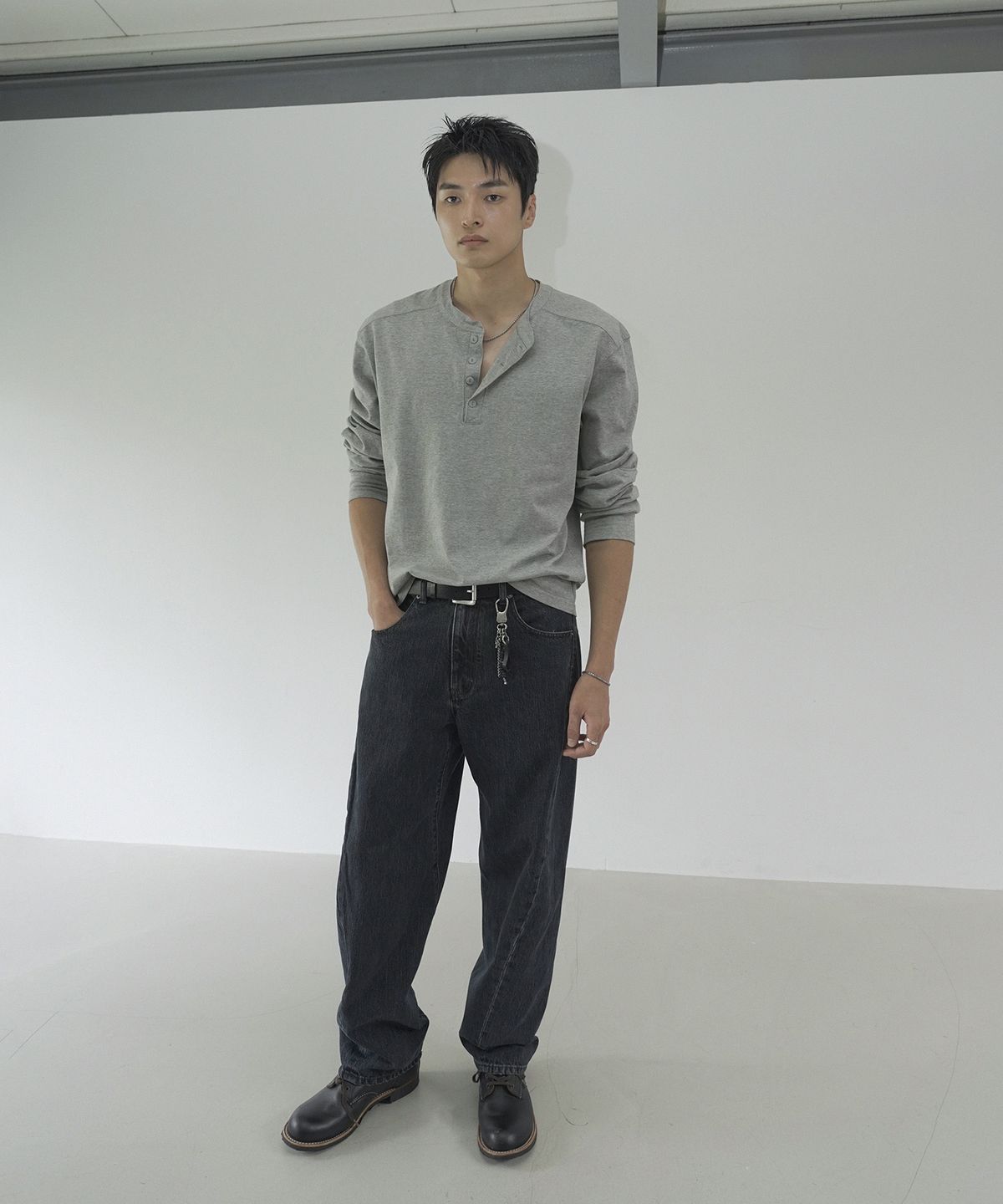 시도(SIIIIDO) ARMOR GOAT HENRYNECK LONGSLEEVE(MELANGE GREY)