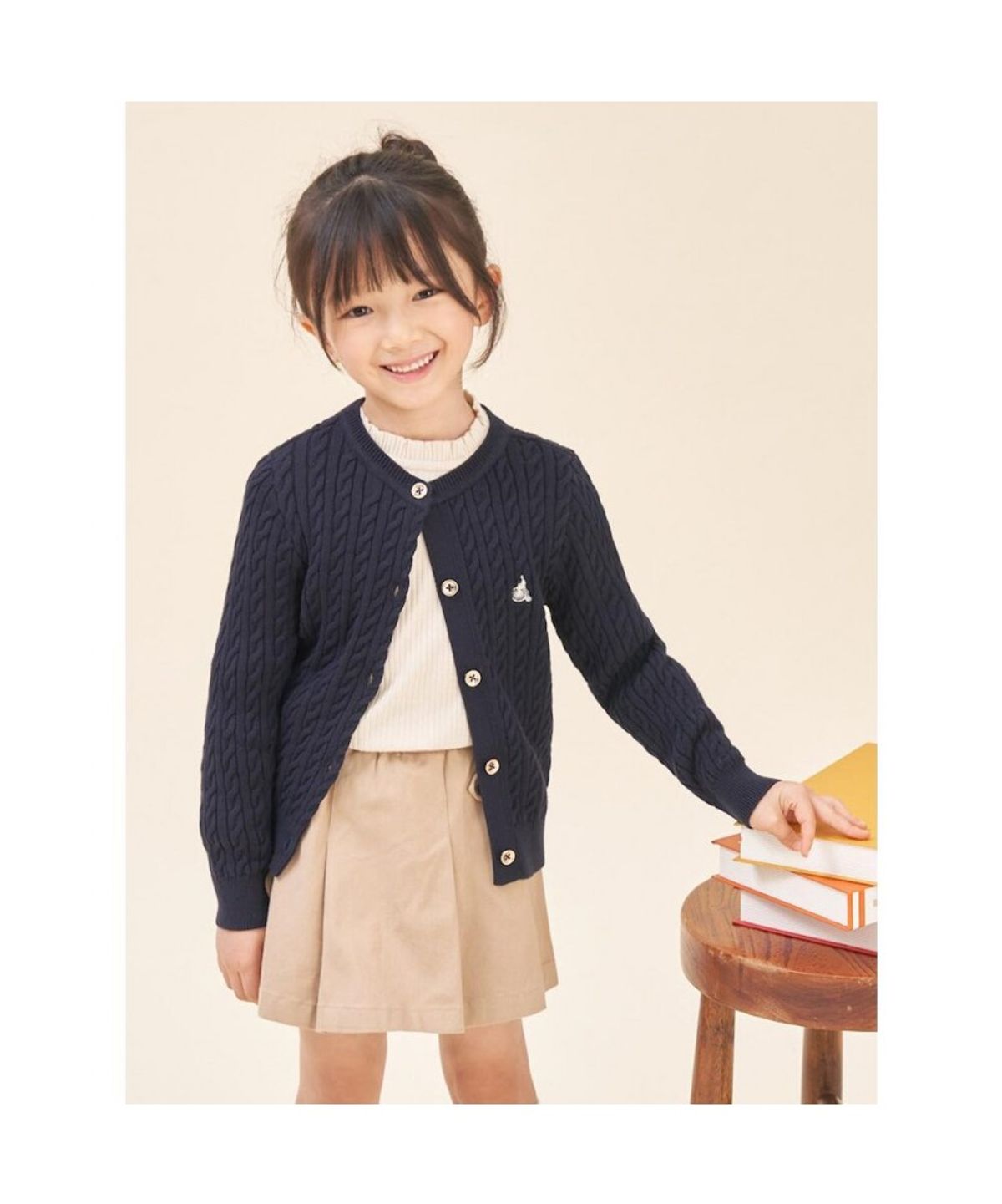 빈폴 키즈(BEANPOLE KIDS) [Essential] 여아 면 케이블 카디건  네이비 (BI585AGE1R) (BI585AGE1R)
