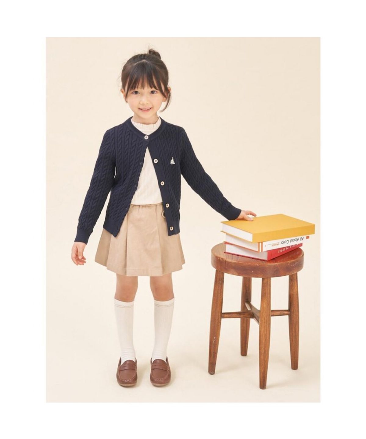 빈폴 키즈(BEANPOLE KIDS) [Essential] 여아 면 케이블 카디건  네이비 (BI585AGE1R) (BI585AGE1R)