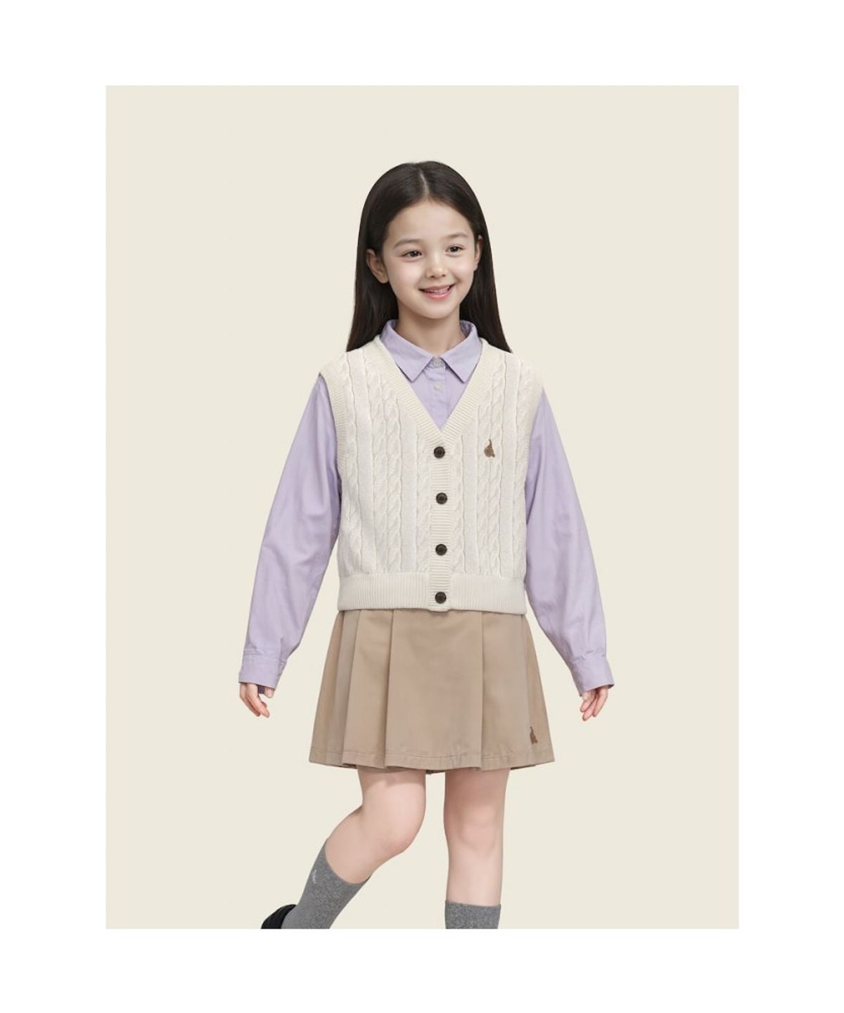 빈폴 키즈(BEANPOLE KIDS) 여아 면 케이블 오픈형 베스트  아이보리 (BI5851G010) (BI5851G010) (BI5851G010)