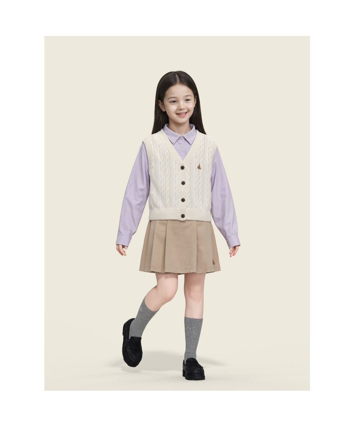 빈폴 키즈(BEANPOLE KIDS) 여아 면 케이블 오픈형 베스트  아이보리 (BI5851G010) (BI5851G010) (BI5851G010)