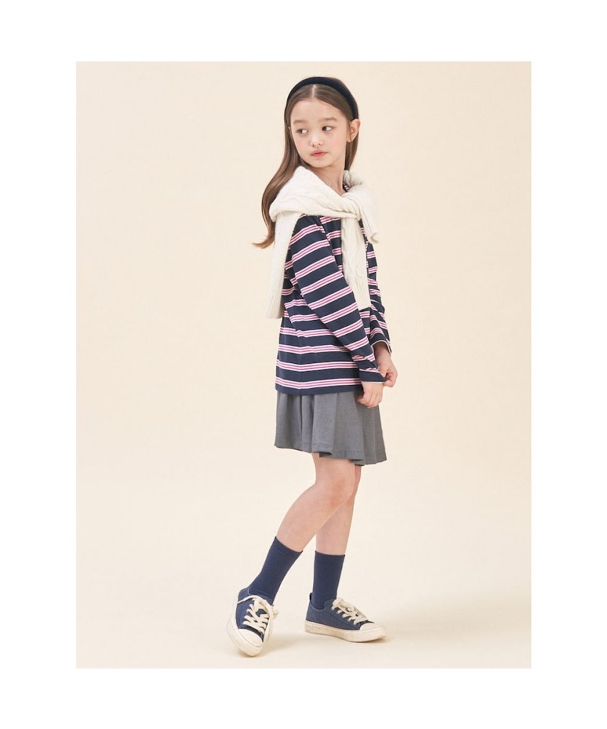 빈폴 키즈(BEANPOLE KIDS) 플리츠 우븐 스커트  라이트 그레이 (BI5827G032)