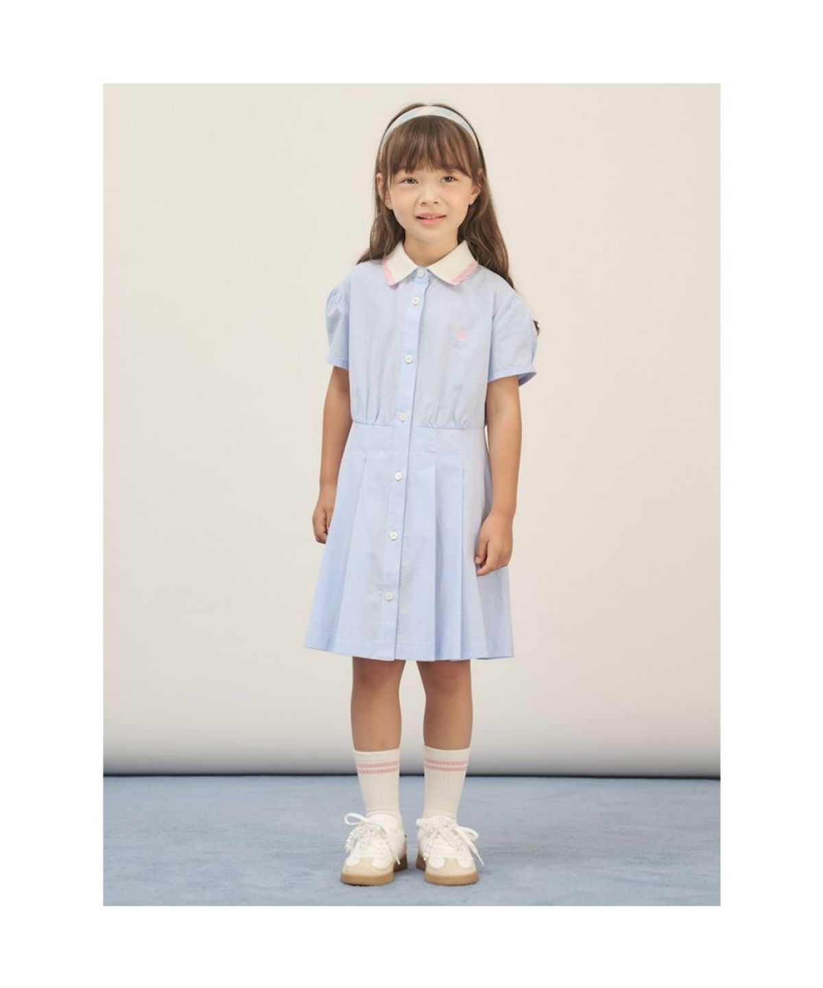 빈폴 키즈(BEANPOLE KIDS) 샴브레이 시어서커 반소매 원피스  스카이 블루 (BI5771G02Q) (BI5771G02Q) (BI5771G02Q)