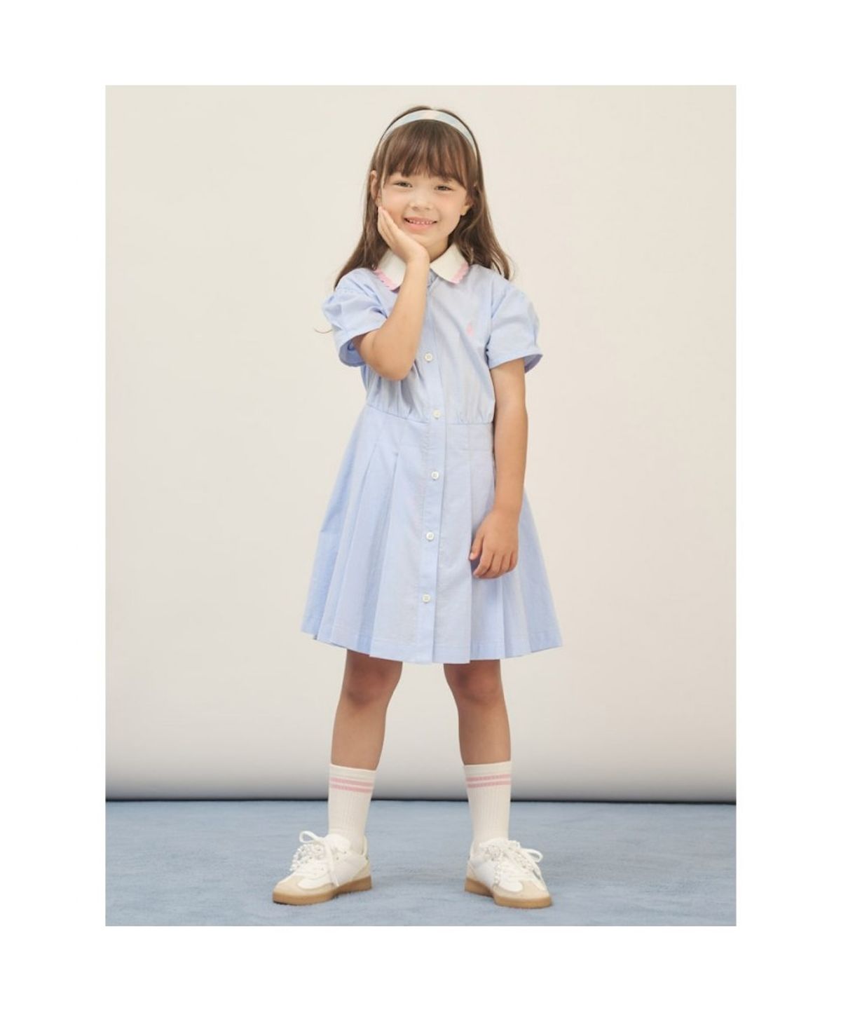 빈폴 키즈(BEANPOLE KIDS) 샴브레이 시어서커 반소매 원피스  스카이 블루 (BI5771G02Q) (BI5771G02Q) (BI5771G02Q)