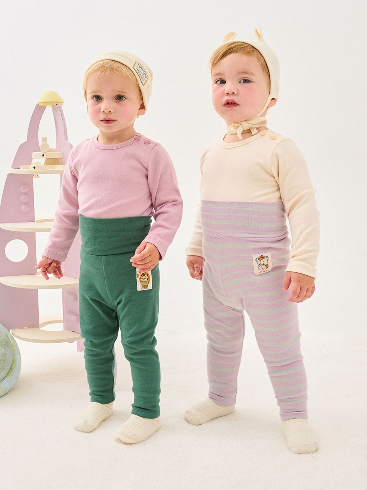 밀크베이비(MILKBABY) 2 pack 쫀쫀한 배앓이방지 아기레깅스바지