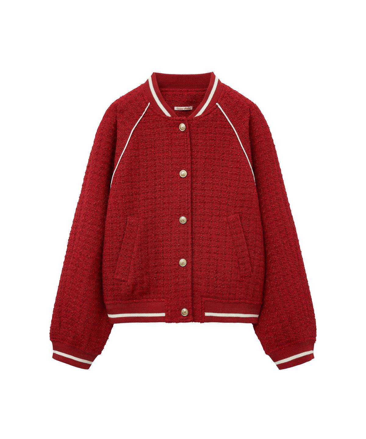 반원 아틀리에(VANONE ATELIER) O3751 트위드 바시티 재킷_Red