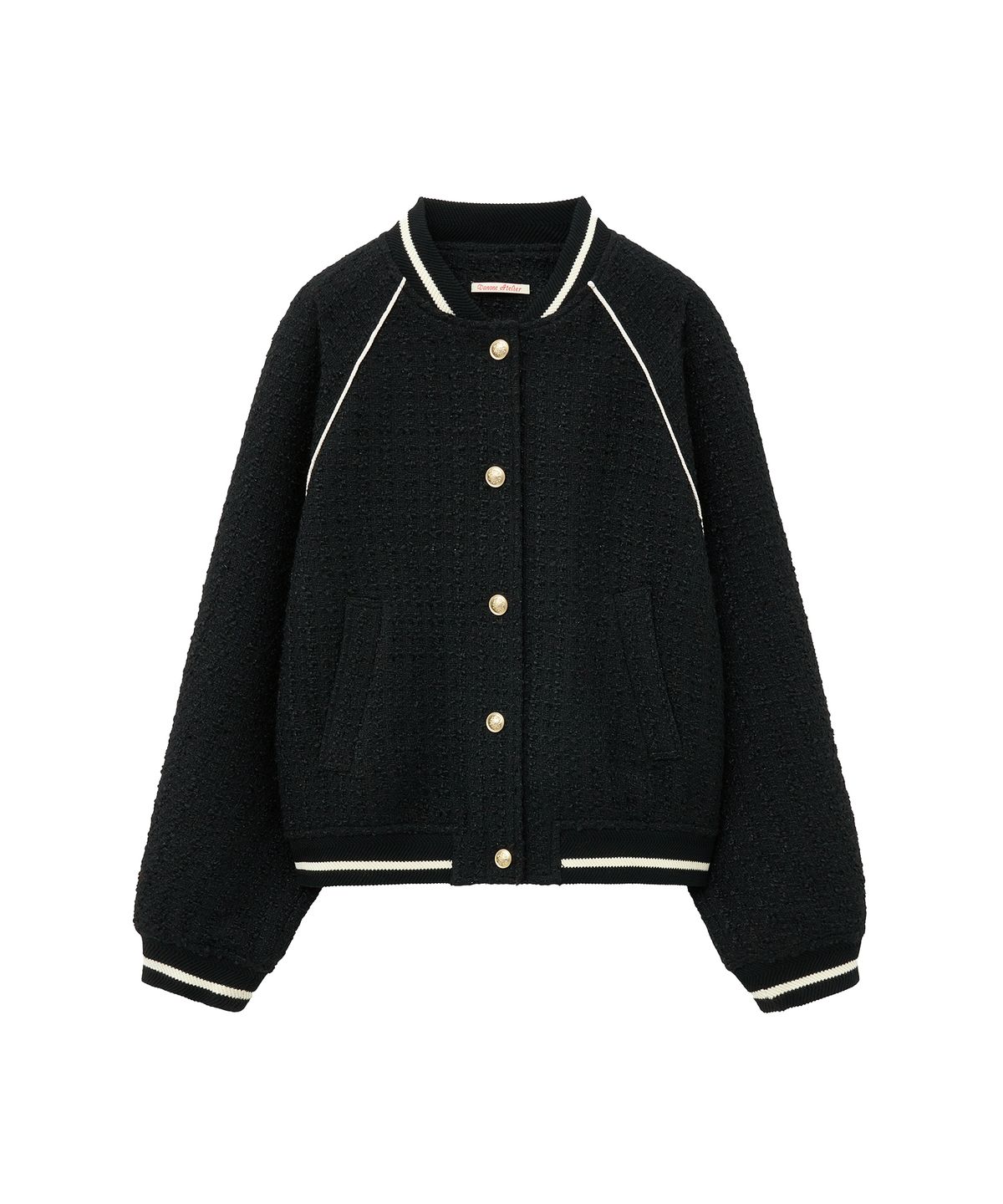 반원 아틀리에(VANONE ATELIER) O3751 트위드 바시티 재킷_Black