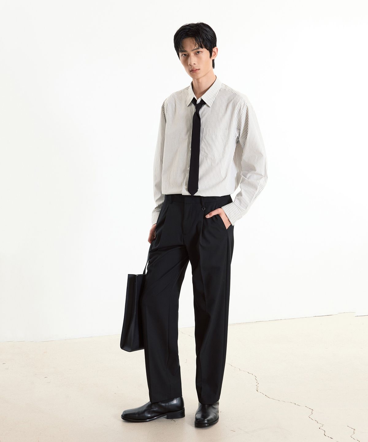 티엔지티(TNGT) Office Stripe Shirt (Dusty Blue) TNSH5F105B2