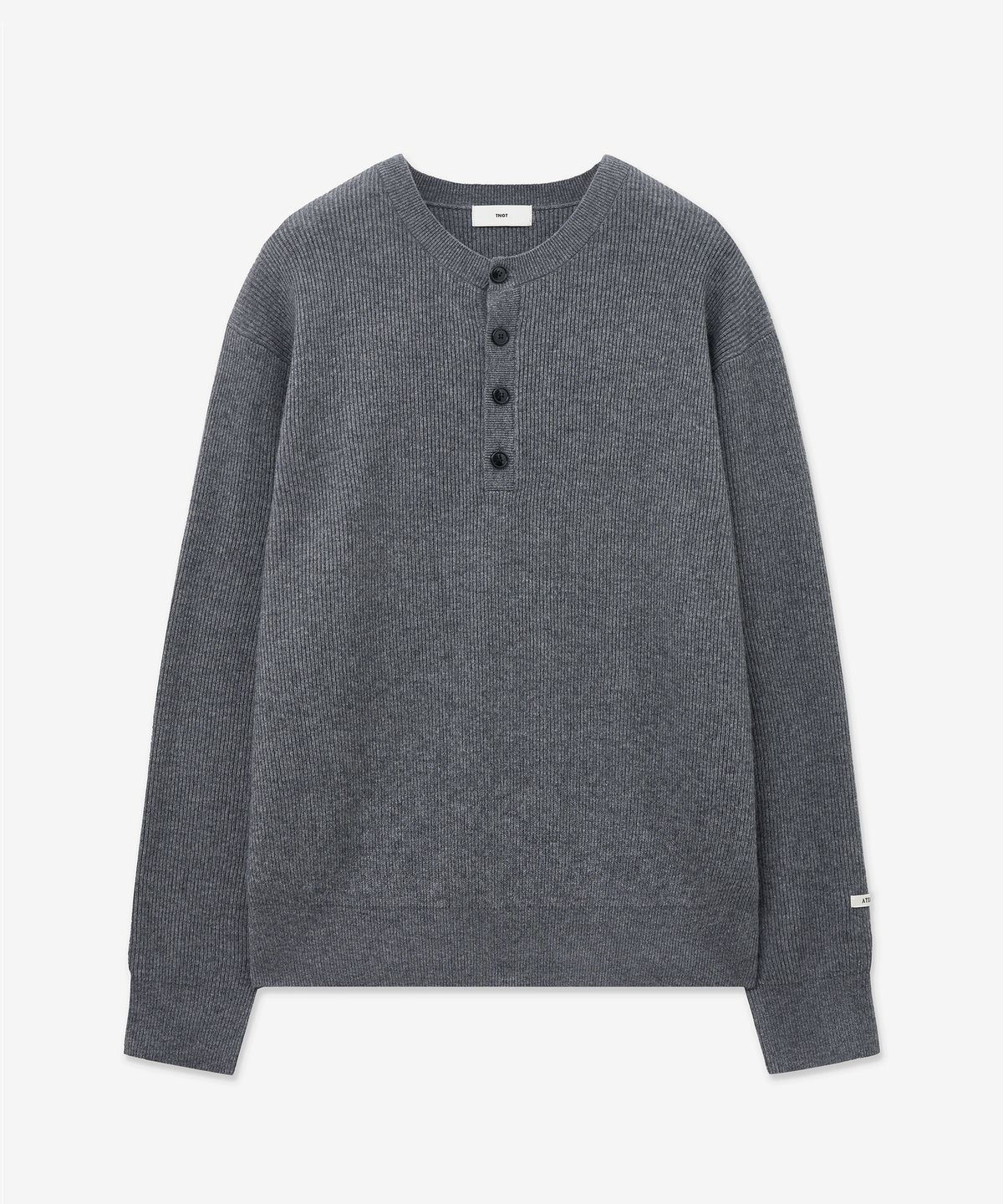 티엔지티(TNGT) Oversize Rib Henley Neck Knit (Grey) TNSW5F109G2
