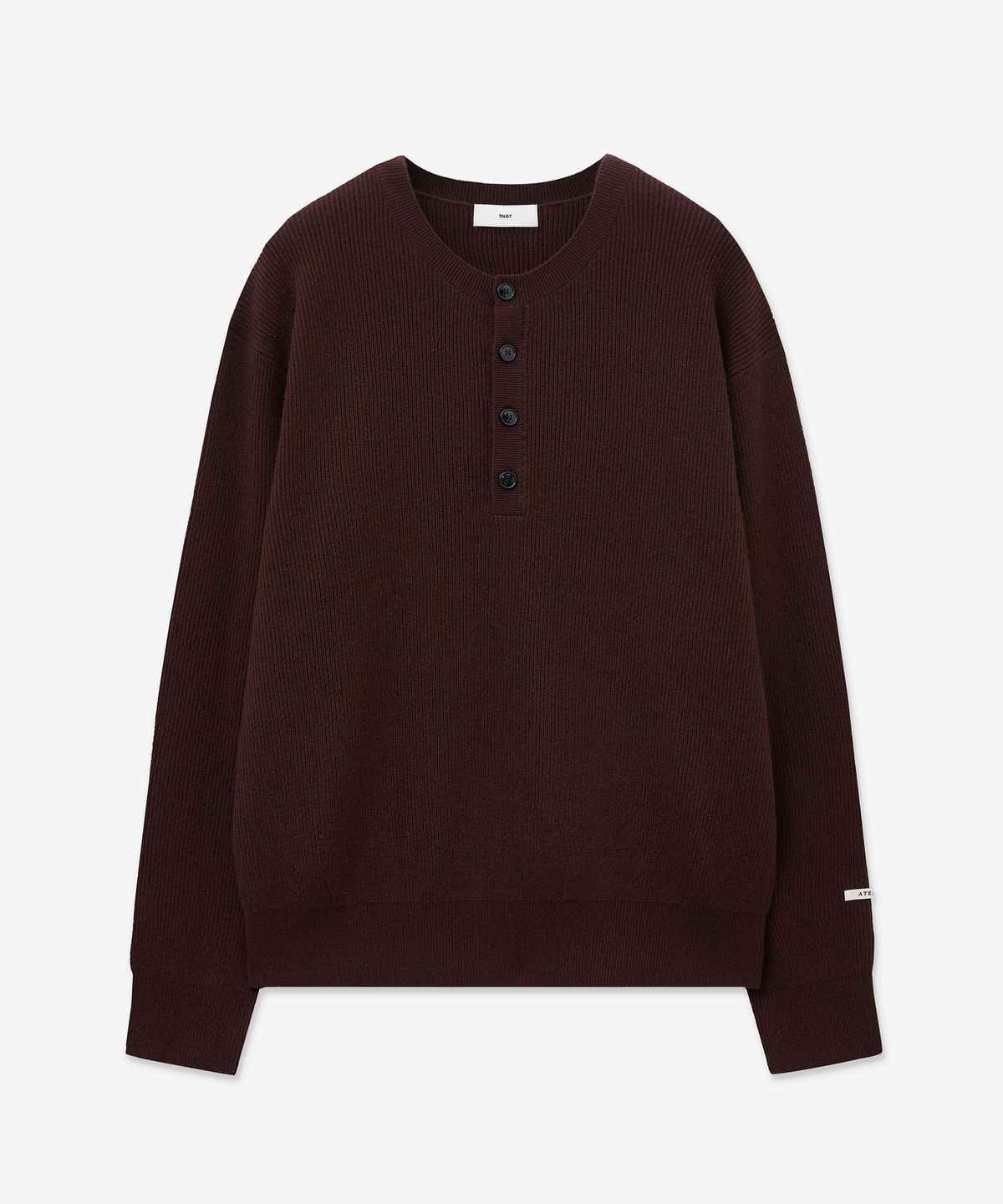 티엔지티(TNGT) Oversize Rib Henley Neck Knit (Burgundy) TNSW5F109D2