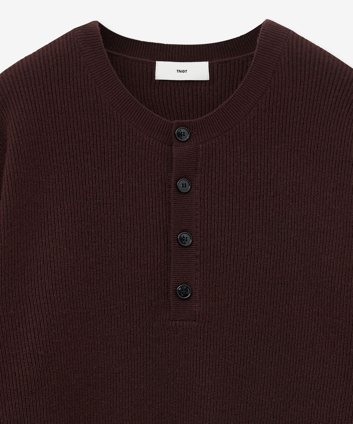 티엔지티(TNGT) Oversize Rib Henley Neck Knit (Burgundy) TNSW5F109D2