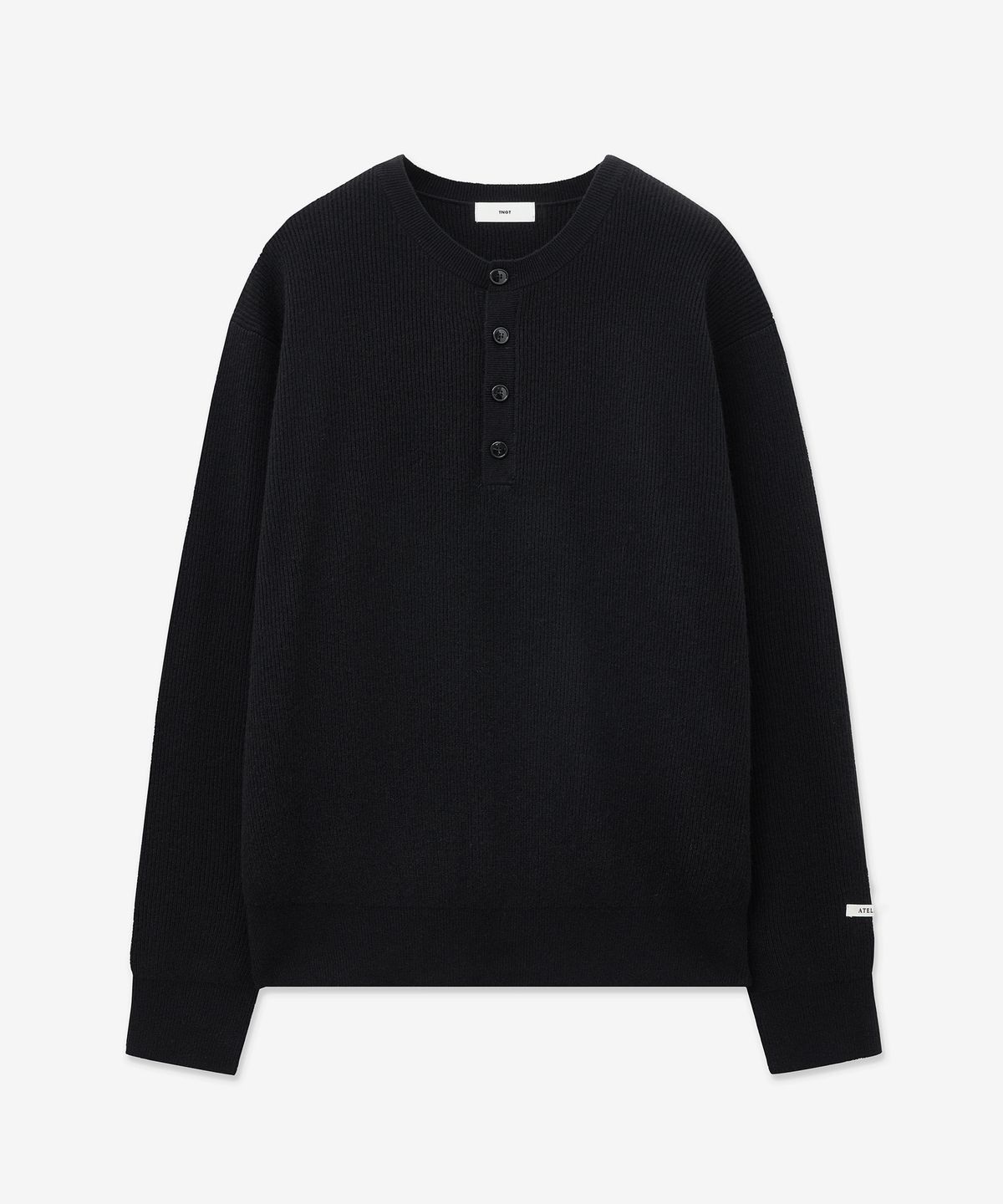 티엔지티(TNGT) Oversize Rib Henley Neck Knit (Black) TNSW5F109BK
