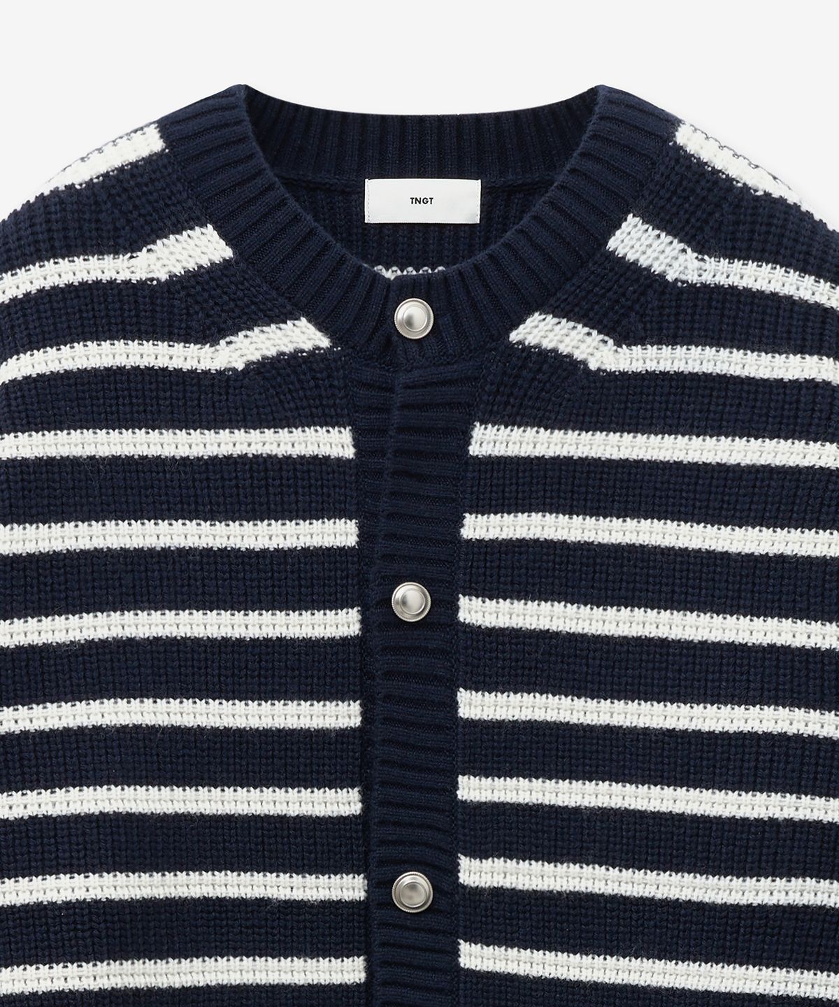 티엔지티(TNGT) Chunky Wool Knit Cardigan (Navy Stripe) TNSW5F101N2