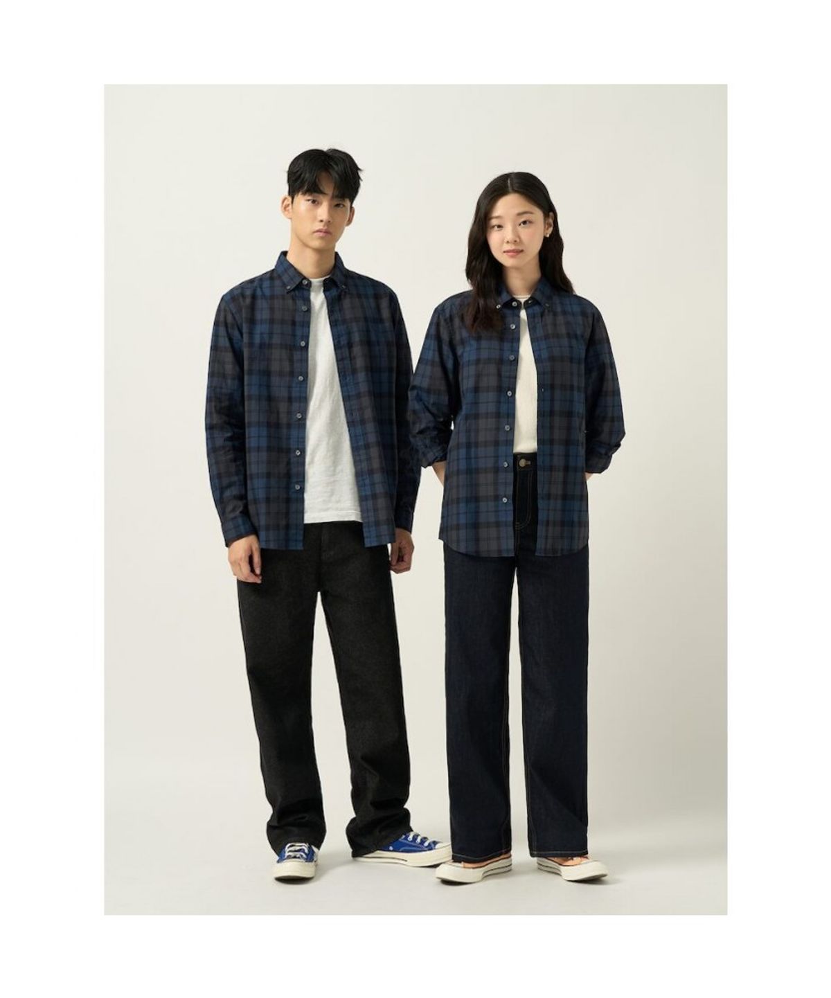 빈폴 멘(BEANPOLE MEN) 남녀공용 블랙워치 체크 셔츠 - 애쉬