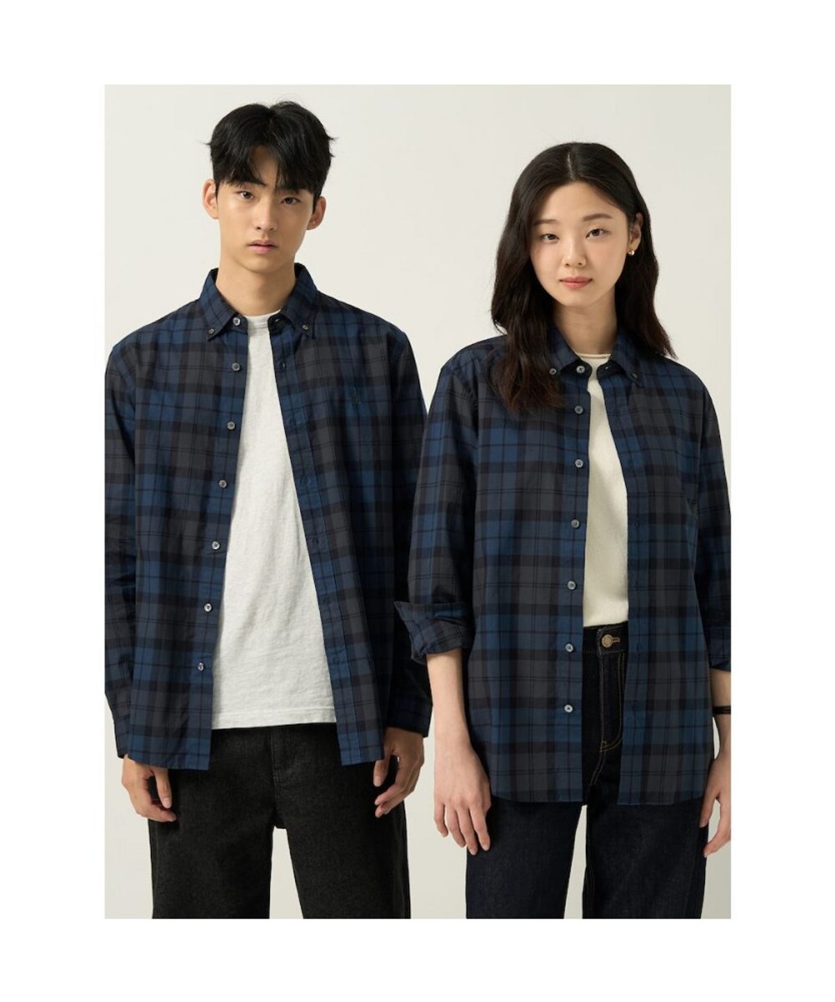 빈폴 멘(BEANPOLE MEN) 남녀공용 블랙워치 체크 셔츠 - 애쉬