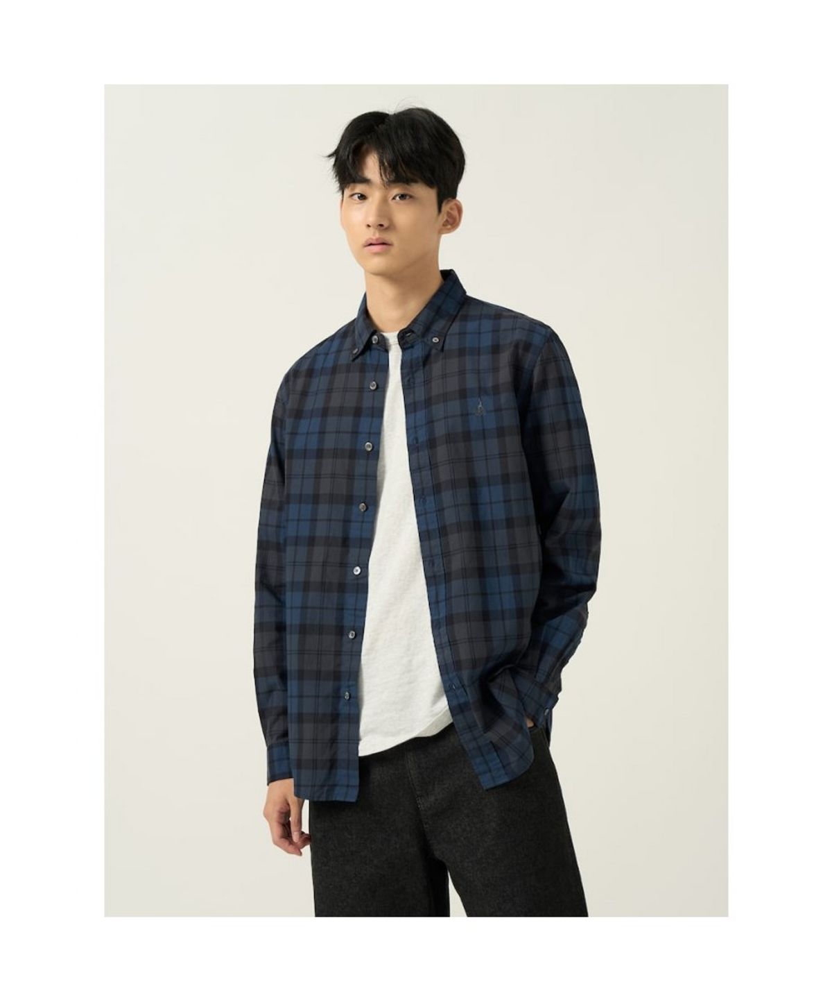 빈폴 멘(BEANPOLE MEN) 남녀공용 블랙워치 체크 셔츠 - 애쉬