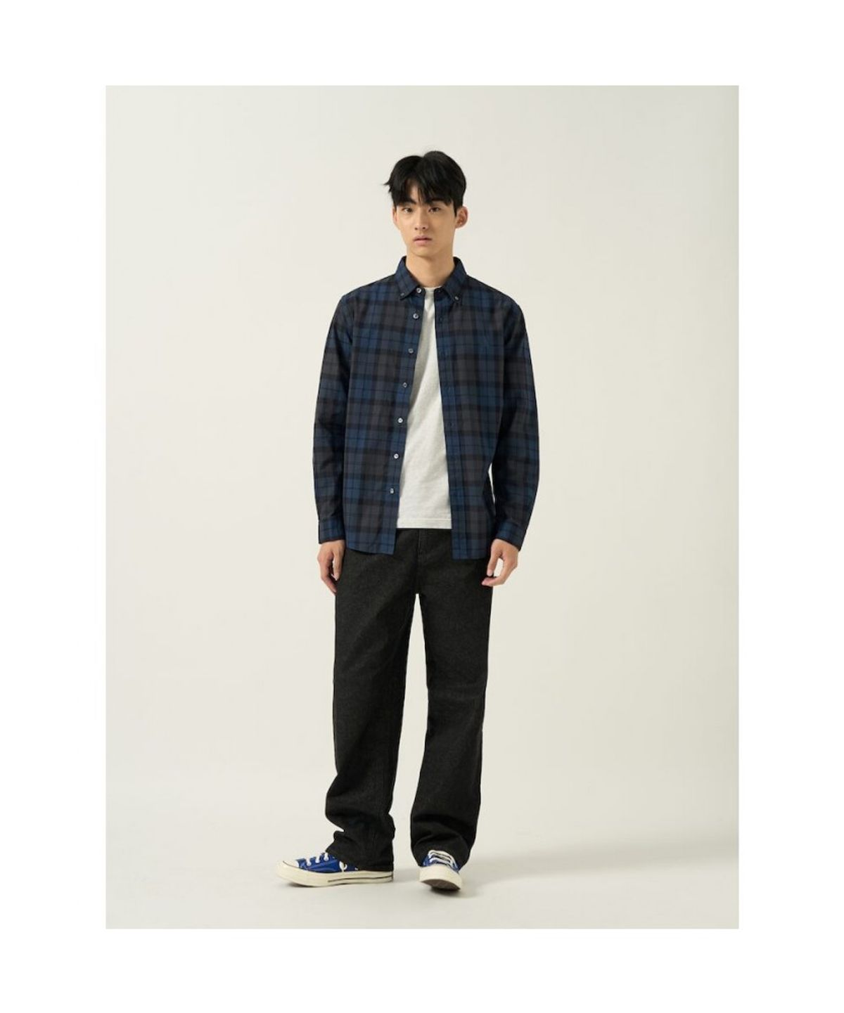 빈폴 멘(BEANPOLE MEN) 남녀공용 블랙워치 체크 셔츠 - 애쉬