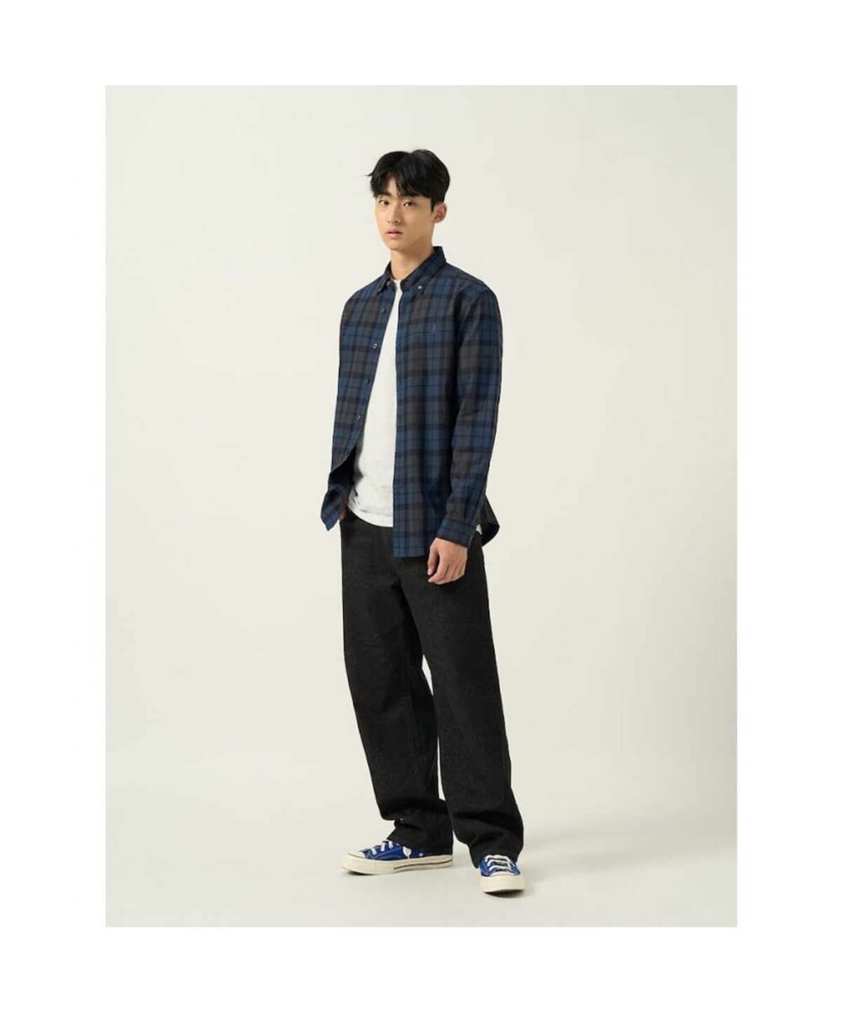 빈폴 멘(BEANPOLE MEN) 남녀공용 블랙워치 체크 셔츠 - 애쉬