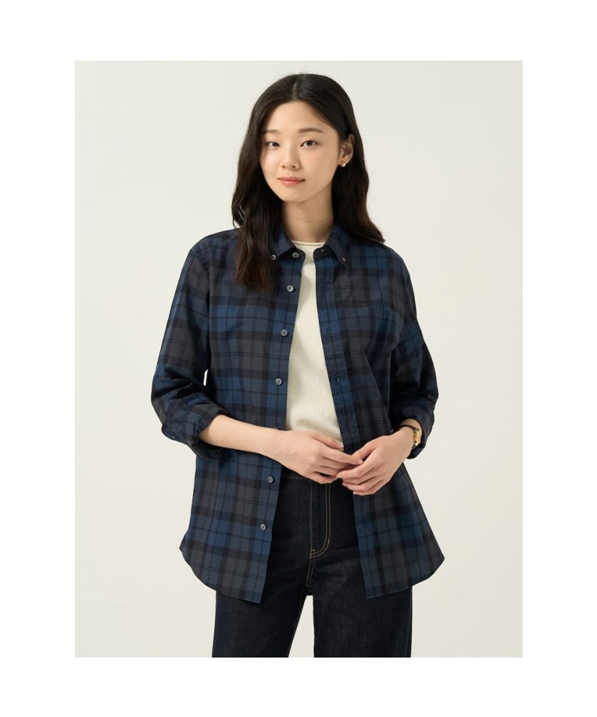 빈폴 멘(BEANPOLE MEN) 남녀공용 블랙워치 체크 셔츠 - 애쉬
