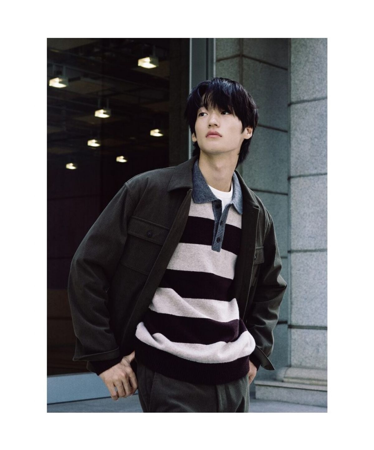 빈폴 멘(BEANPOLE MEN) 럭비 칼라넥 니트 - 브라운
