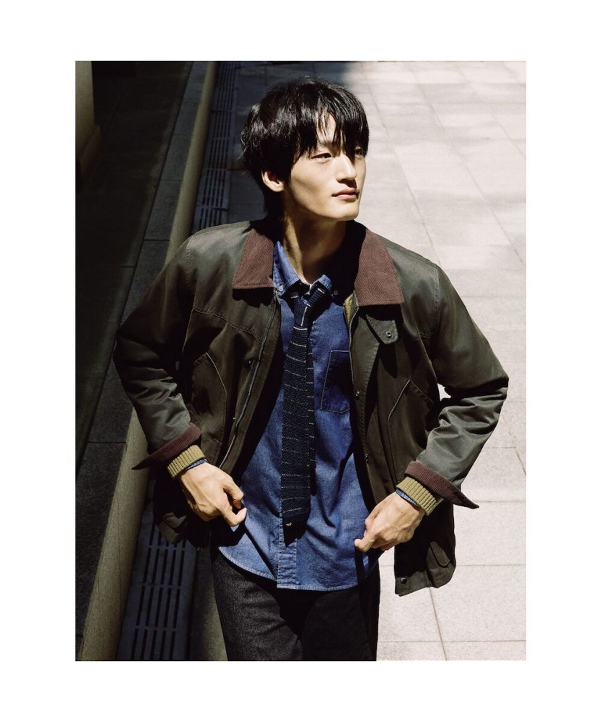 빈폴 멘(BEANPOLE MEN) 넥배색 필드 재킷 - 카키