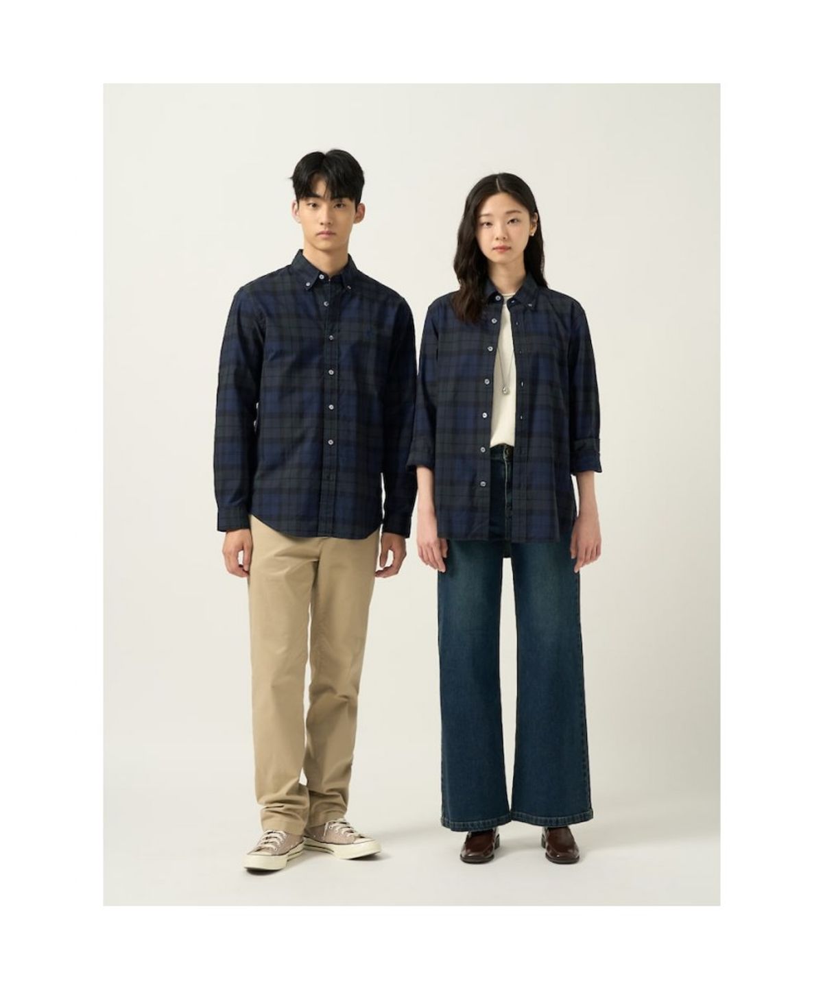 빈폴 멘(BEANPOLE MEN) 남녀공용 블랙워치 체크 셔츠 - 그린