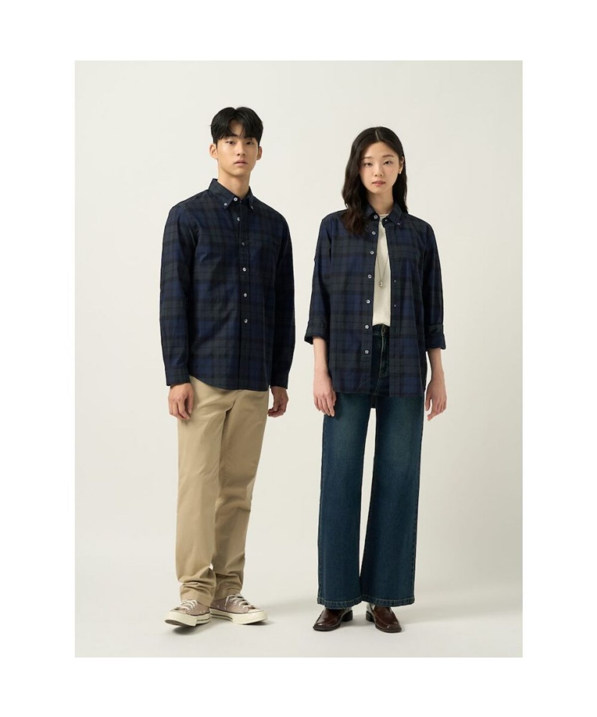 빈폴 멘(BEANPOLE MEN) 남녀공용 블랙워치 체크 셔츠 - 그린