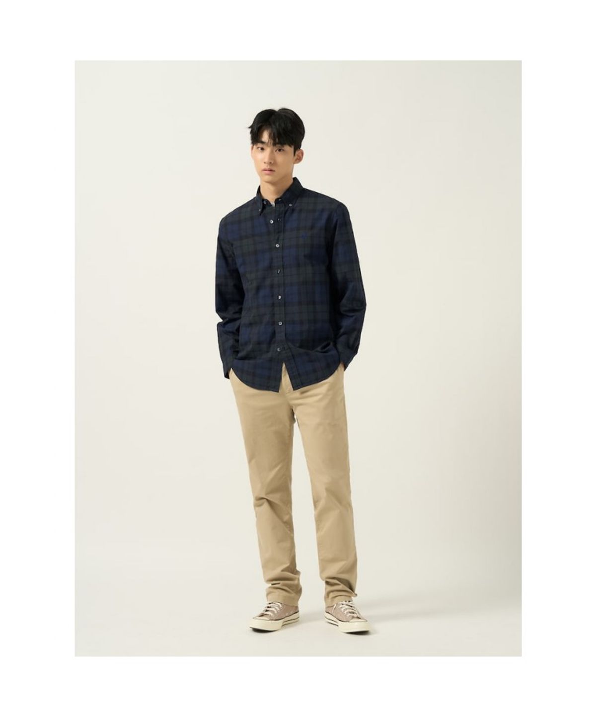 빈폴 멘(BEANPOLE MEN) 남녀공용 블랙워치 체크 셔츠 - 그린