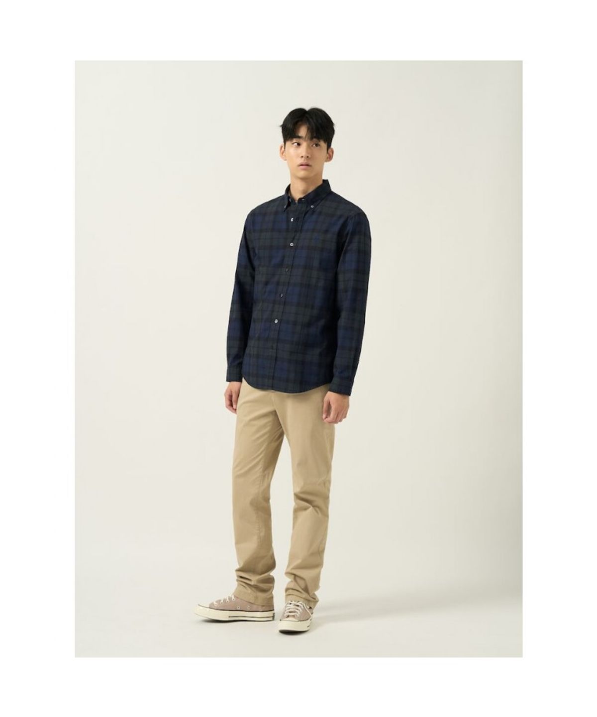 빈폴 멘(BEANPOLE MEN) 남녀공용 블랙워치 체크 셔츠 - 그린