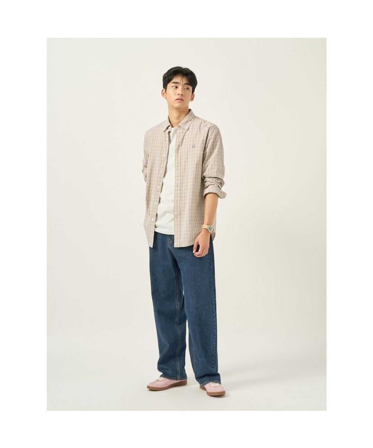 빈폴 멘(BEANPOLE MEN) 미니 옴브레 체크 셔츠 - 베이지