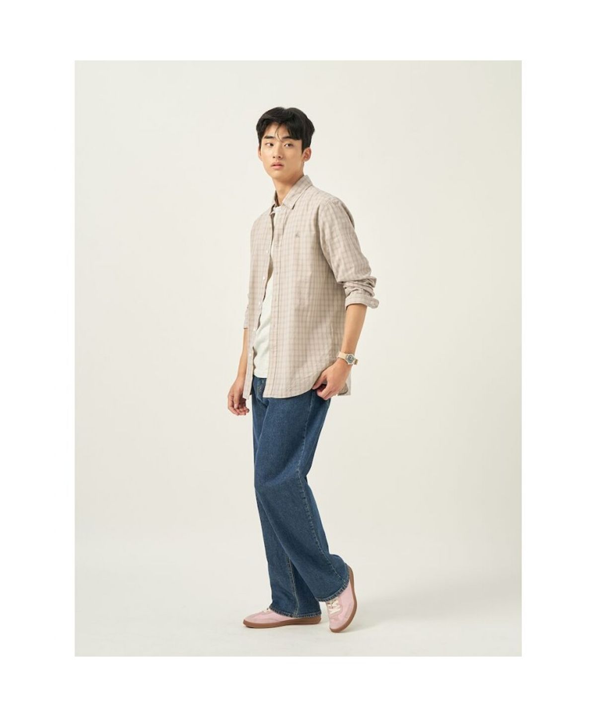 빈폴 멘(BEANPOLE MEN) 미니 옴브레 체크 셔츠 - 베이지