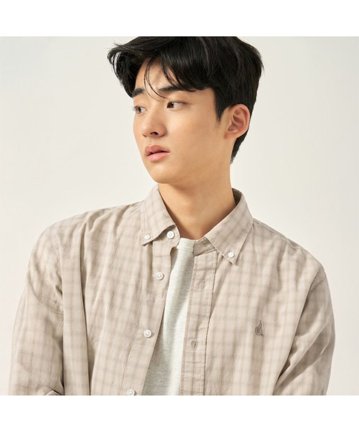 빈폴 멘(BEANPOLE MEN) 미니 옴브레 체크 셔츠 - 베이지