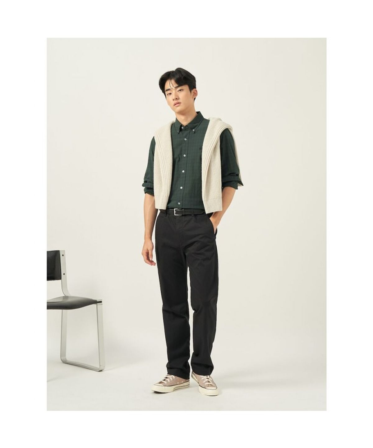 빈폴 멘(BEANPOLE MEN) 미니 옴브레 체크 셔츠 - 그린