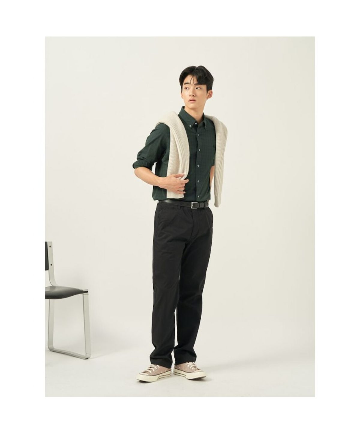 빈폴 멘(BEANPOLE MEN) 미니 옴브레 체크 셔츠 - 그린