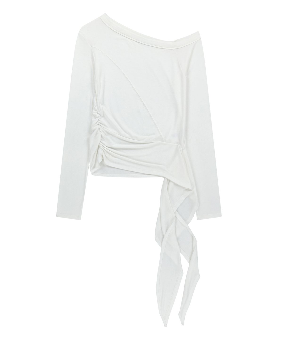 샌드릭(SANDRIC) ONE SHOULDER UNBALANCED STRAP T-SHIRT_IVORY