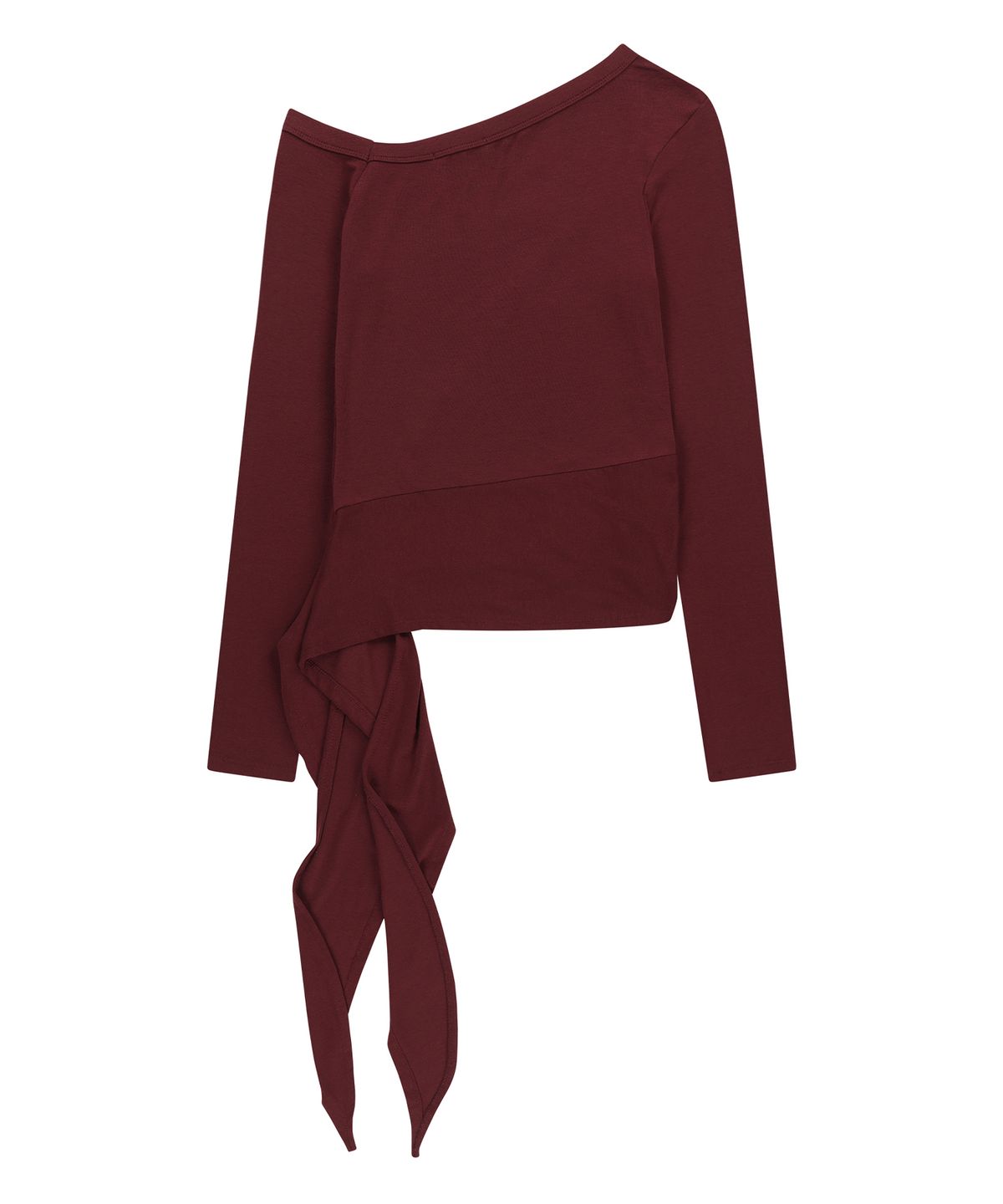 샌드릭(SANDRIC) ONE SHOULDER UNBALANCED STRAP T-SHIRT_WINE