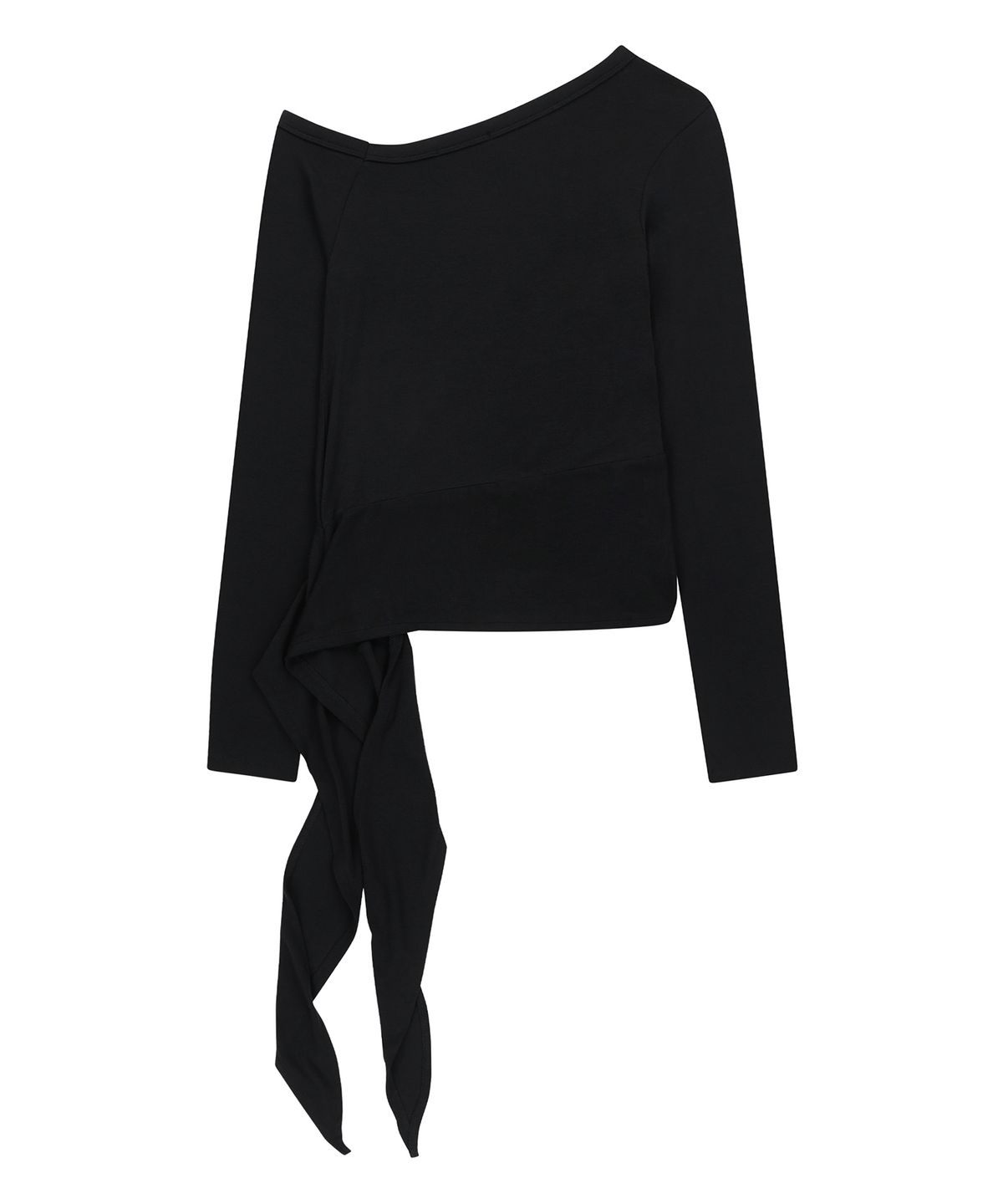 샌드릭(SANDRIC) ONE SHOULDER UNBALANCED STRAP T-SHIRT_BLACK