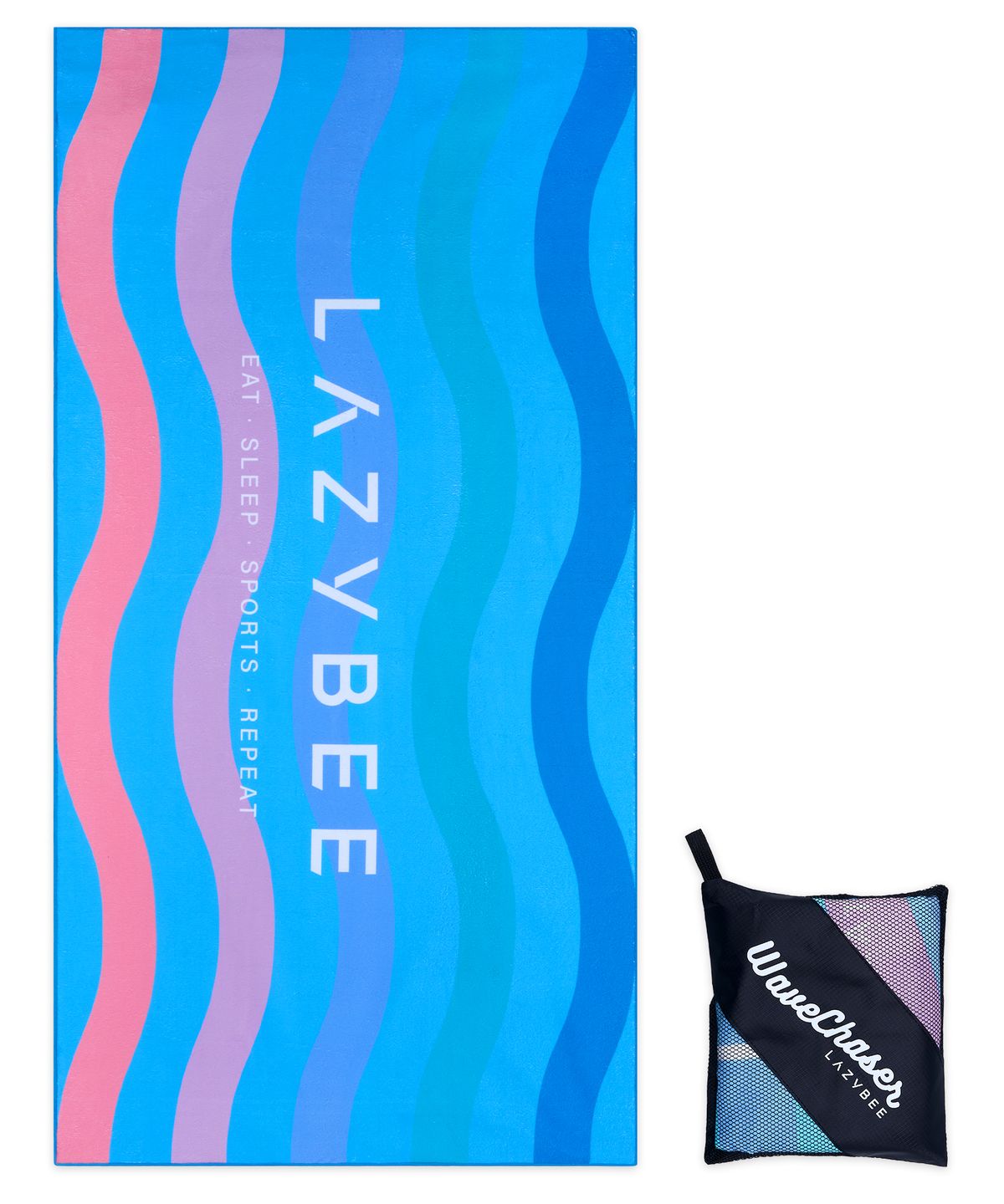 레이지비(LAZYBEE) 퀵 드라이 비치타월 대형 극세사 (파우치포함) 멀티웨이브